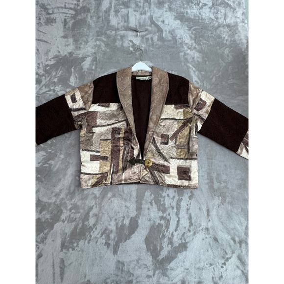 Flashback Jackets & Blazers - Flashback Quilted Jacket Geometric Print Brown Beige Women's Size M‎